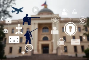 Collage representing national security breach and communication issues