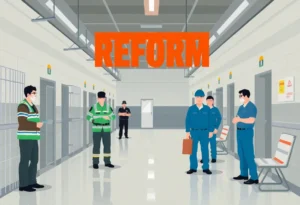 New York corrections officers in a peaceful protest for reform