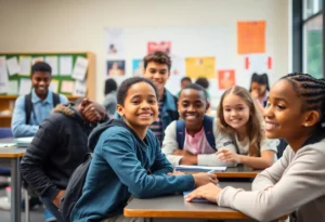 A representation of diversity and inclusion in a school setting.