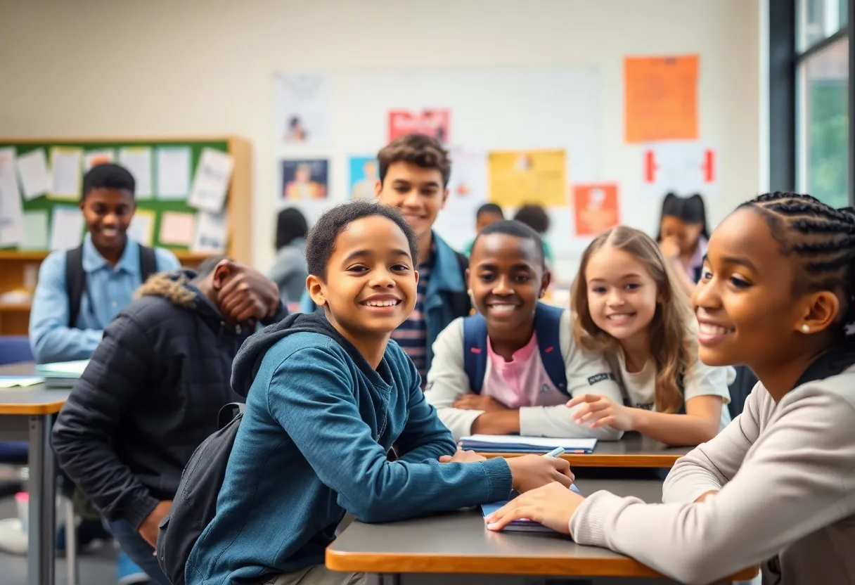 A representation of diversity and inclusion in a school setting.