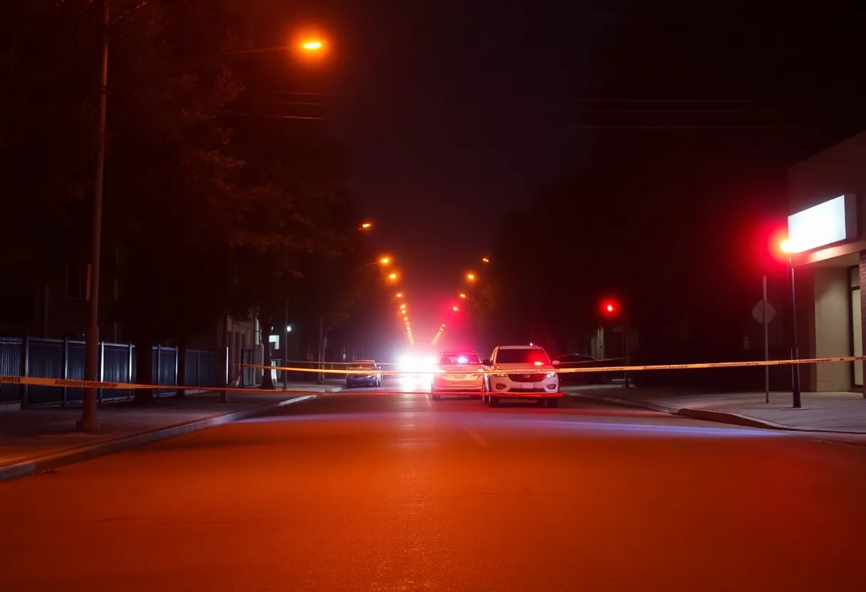 Urban street representing crime scene aftermath