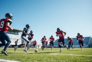 Football players on the field at Rock Hill High School