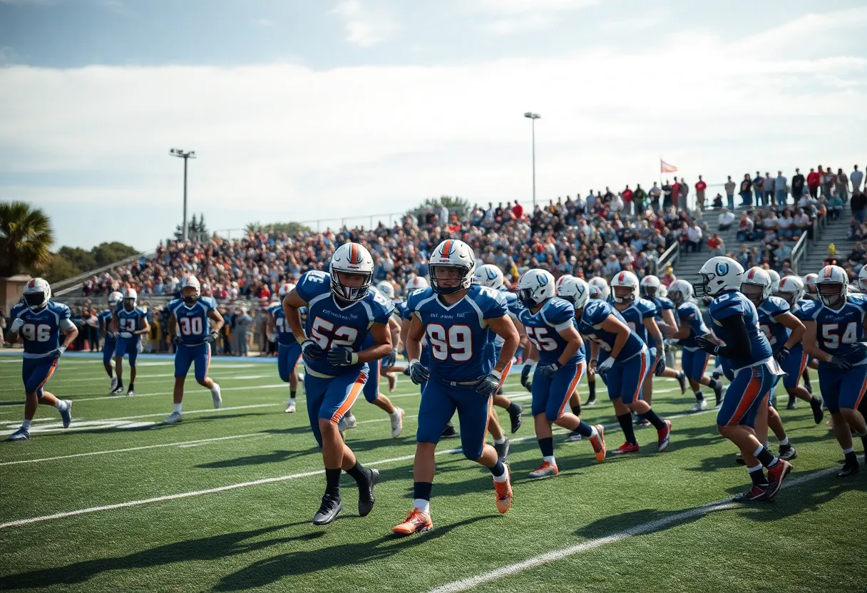 Rock Hill High School football team practicing on the field