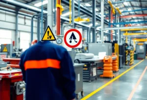 Manufacturing plant highlighting workplace safety measures