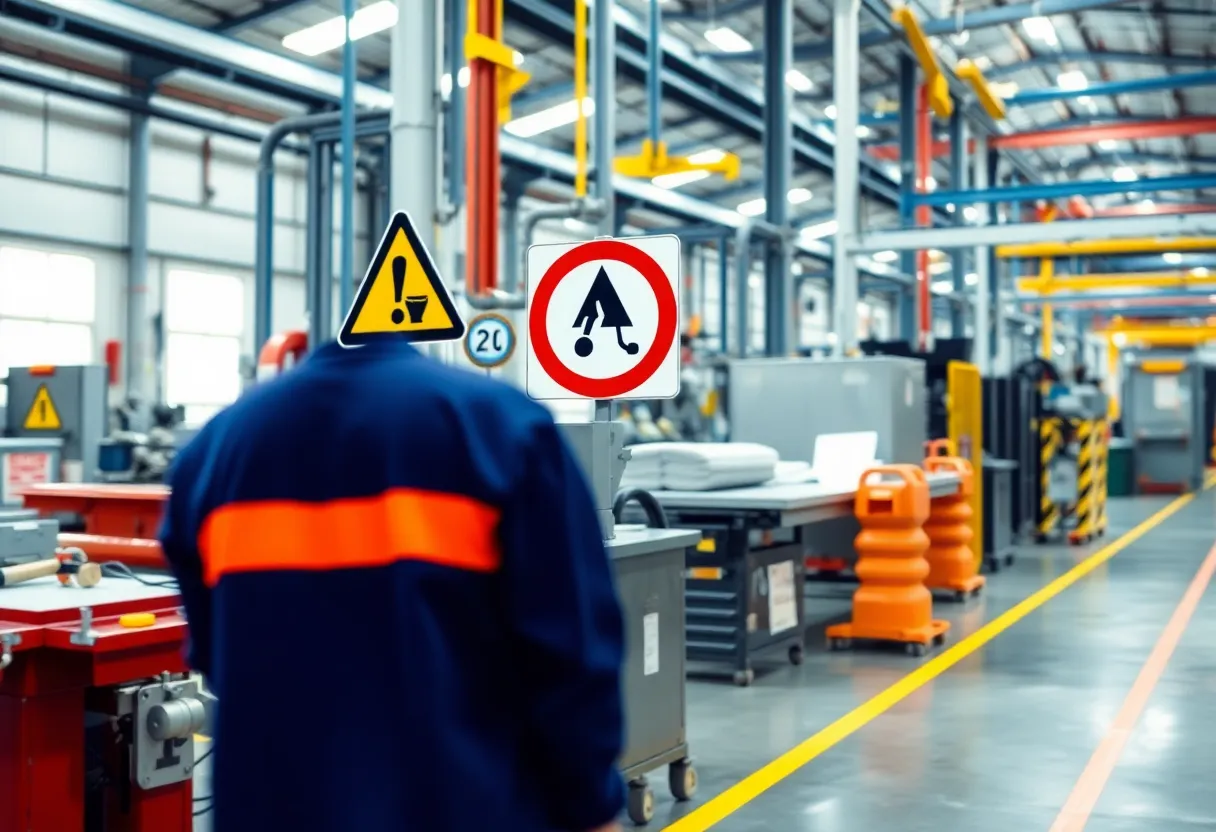 Manufacturing plant highlighting workplace safety measures