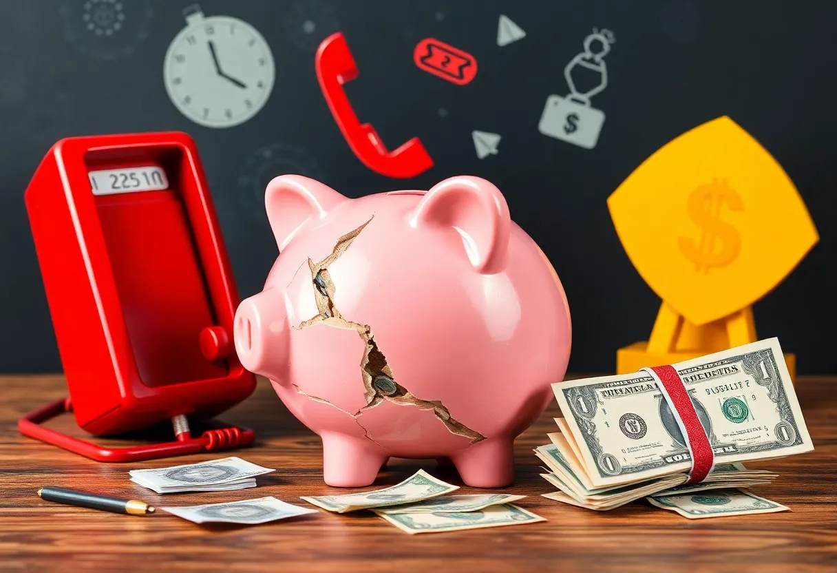 Abstract representation of a bank scam concept