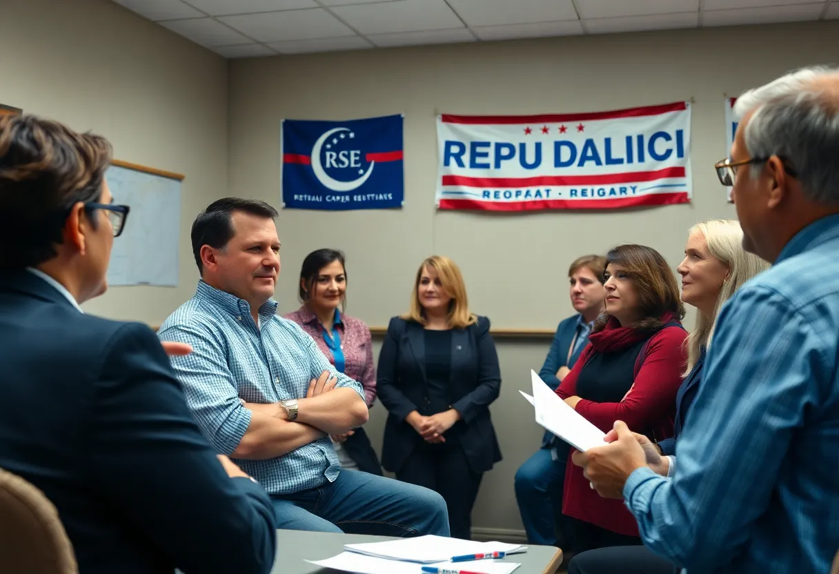Republican party members discussing candidate selection in York County