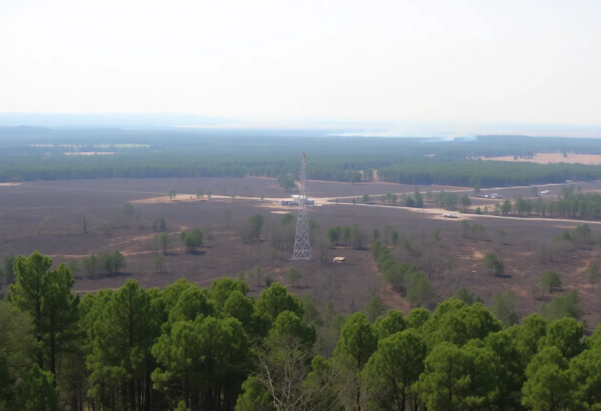 An area impacted by wildfire in York County, SC