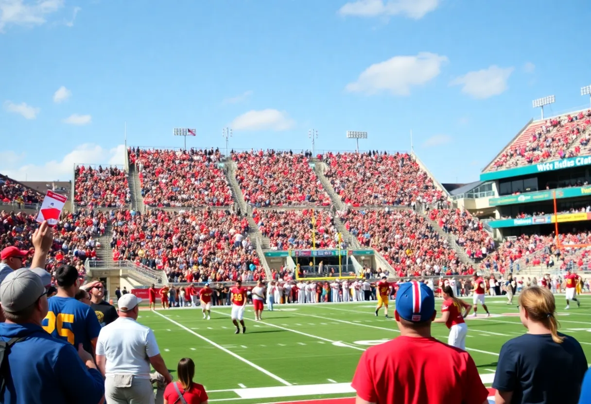 Fans and players at the 2025 Spring Football Game in Columbia