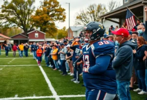 Fans celebrating a local athlete's college football commitment.