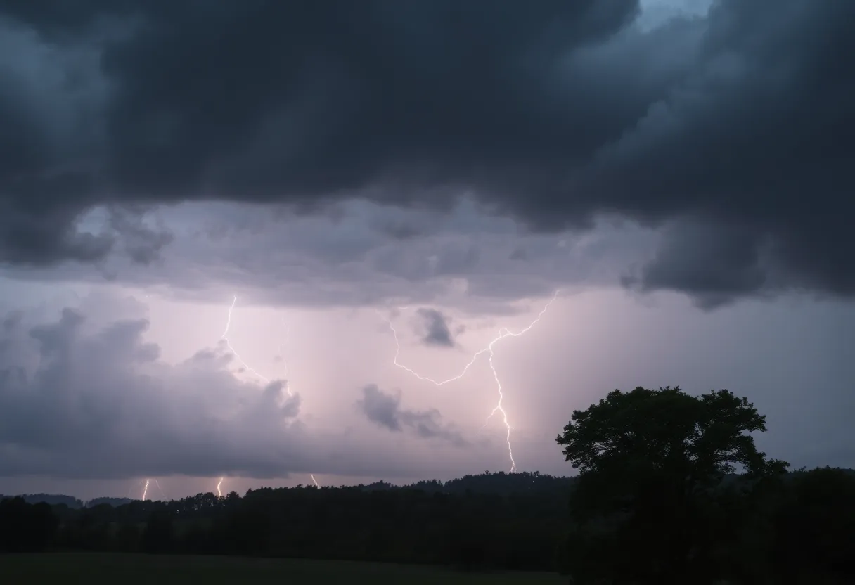 Dramatic storm clouds and lightning over Chester County
