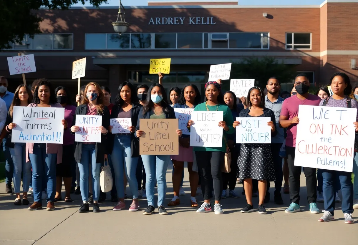Diverse community members gather for peace in Charlotte following a school fight incident.