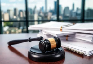 Courtroom Setting with Legal Documents