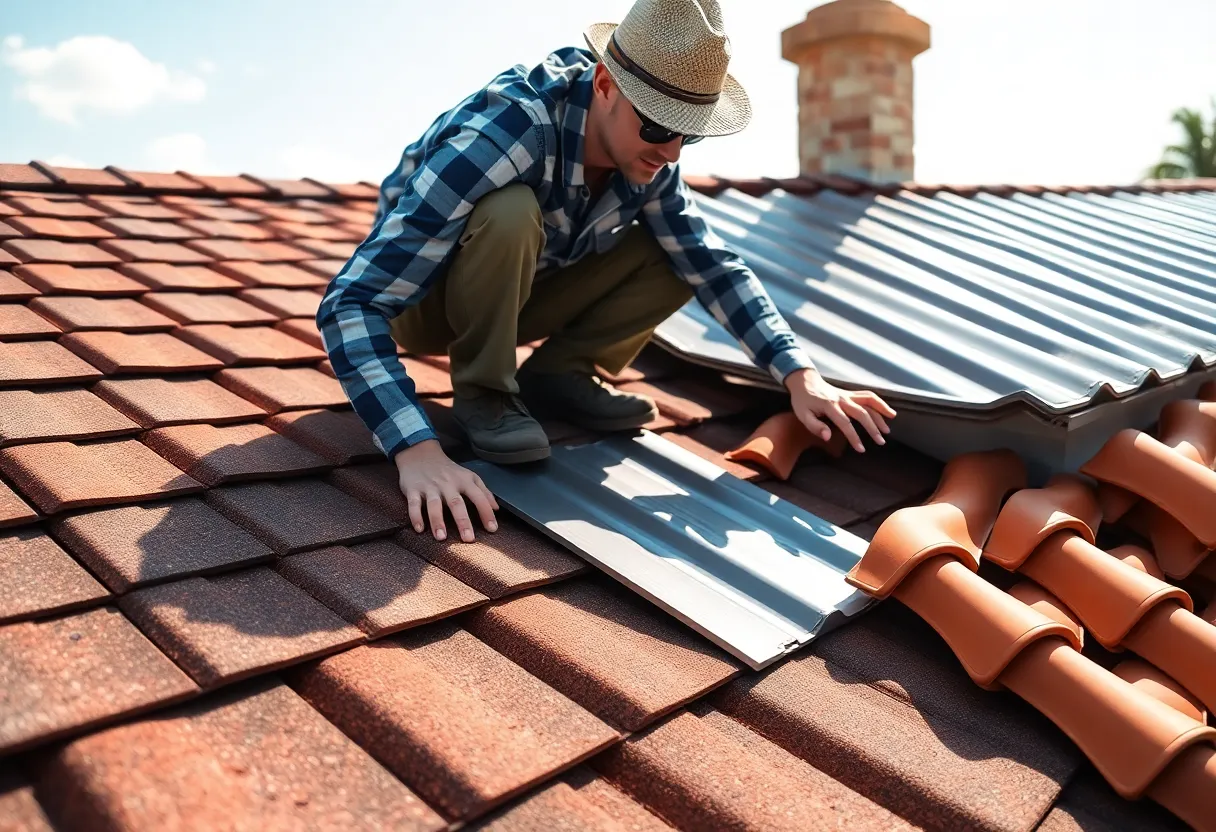 Person reviewing roofing materials for a DIY project.