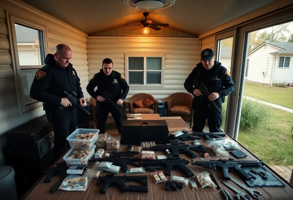 Law enforcement officers seizing drugs during a bust in South Carolina