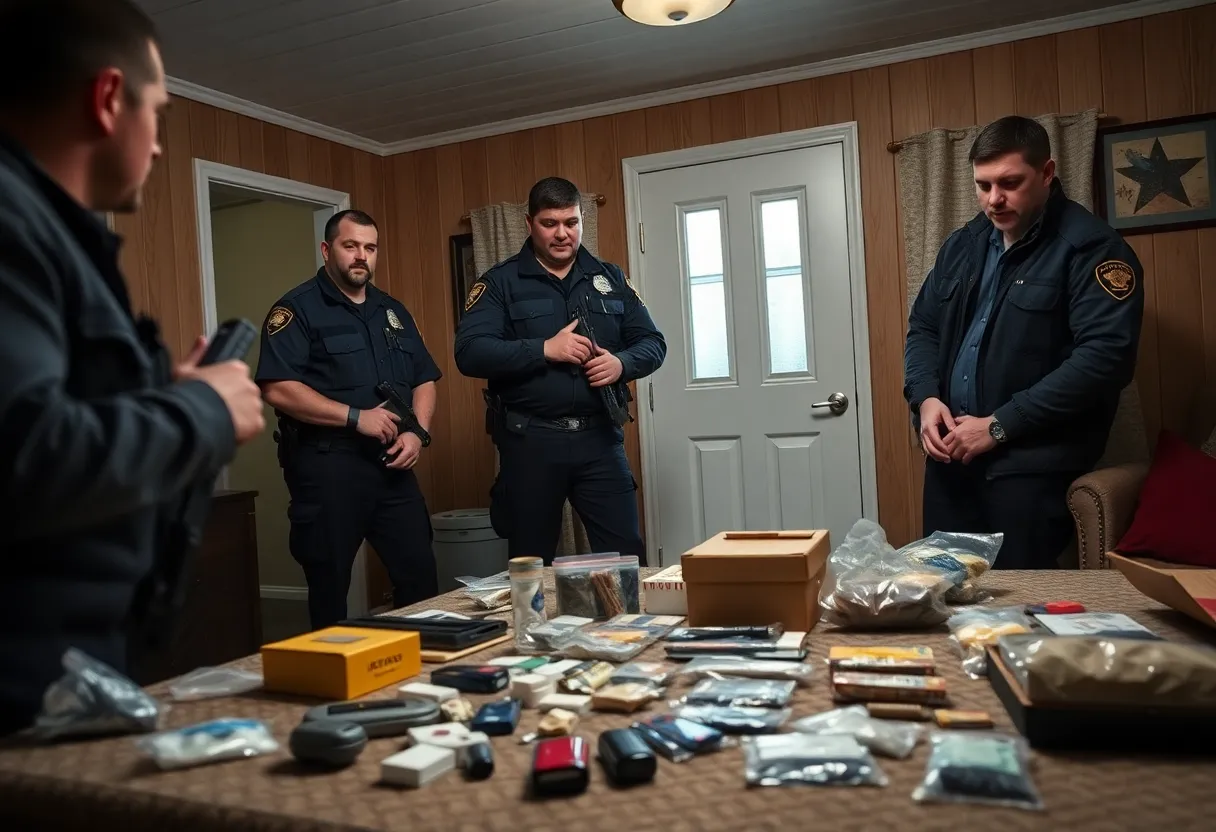 Law enforcement officers conducting a drug raid