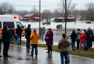 Community gathering after a tragic flood incident