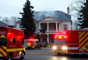 Damaged residence of Governor after arson attack