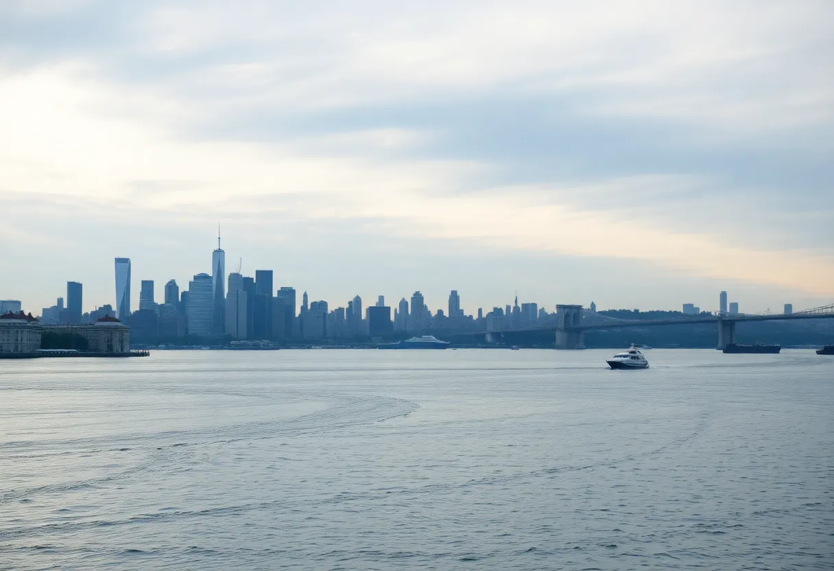Emergency responders at the Hudson River following a helicopter crash