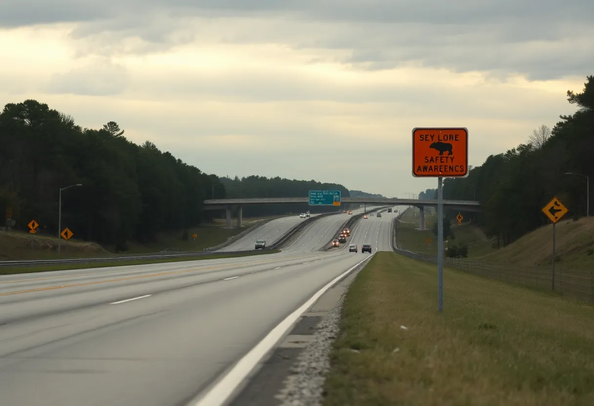 Highway 5 in Rock Hill with safety signs