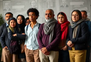 Diverse immigrants expressing concern over legal status