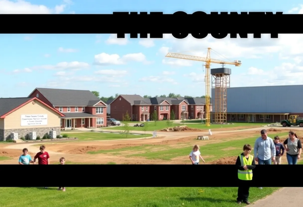 Illustration of new homes and a charter school in Lancaster County