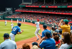 Queens University baseball team playing during a game