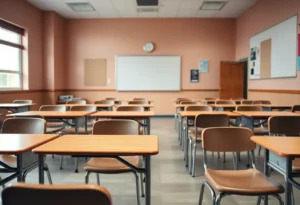 Empty classroom symbolizing concern over safety