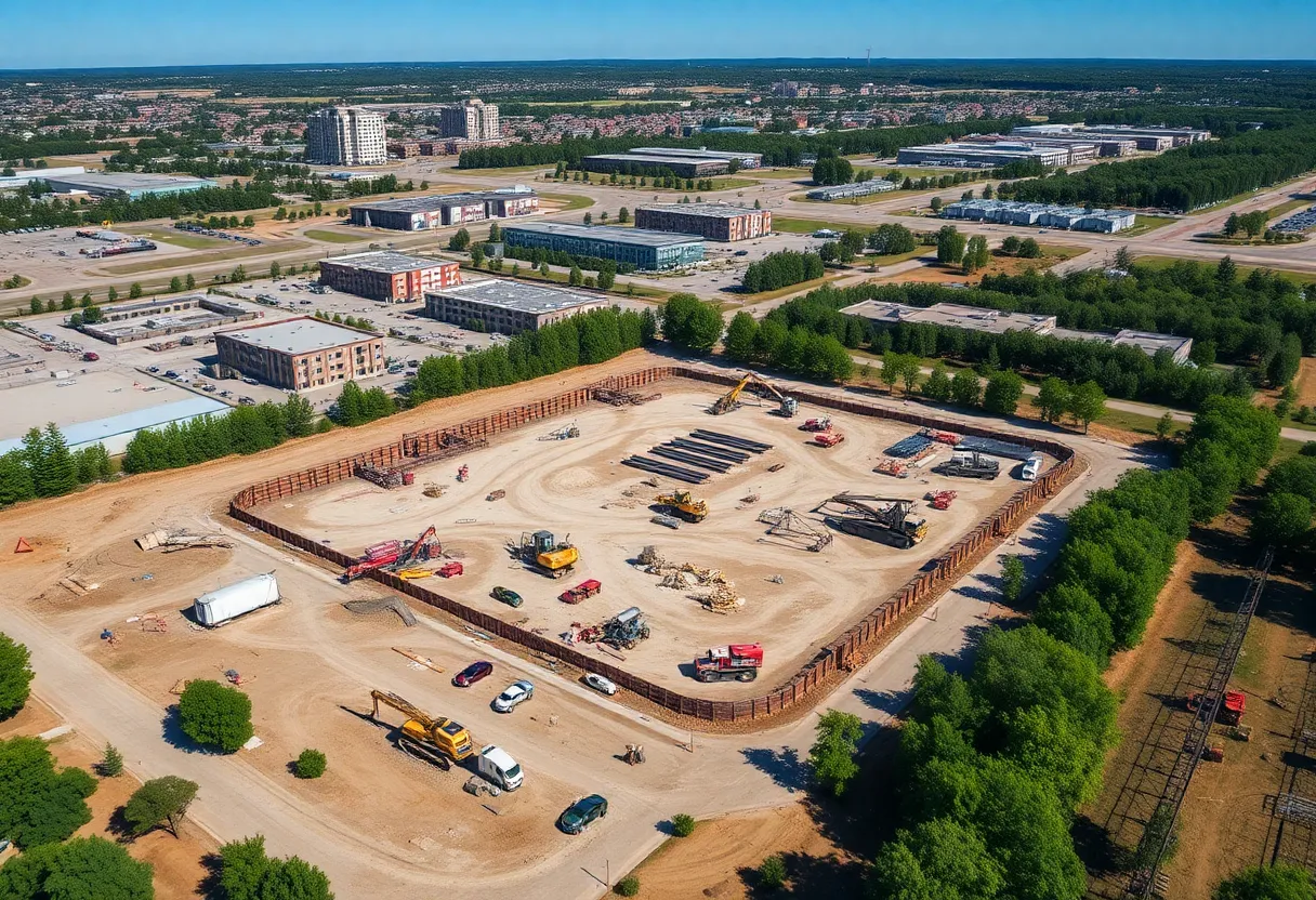 Aerial view of the development site in Rock Hill