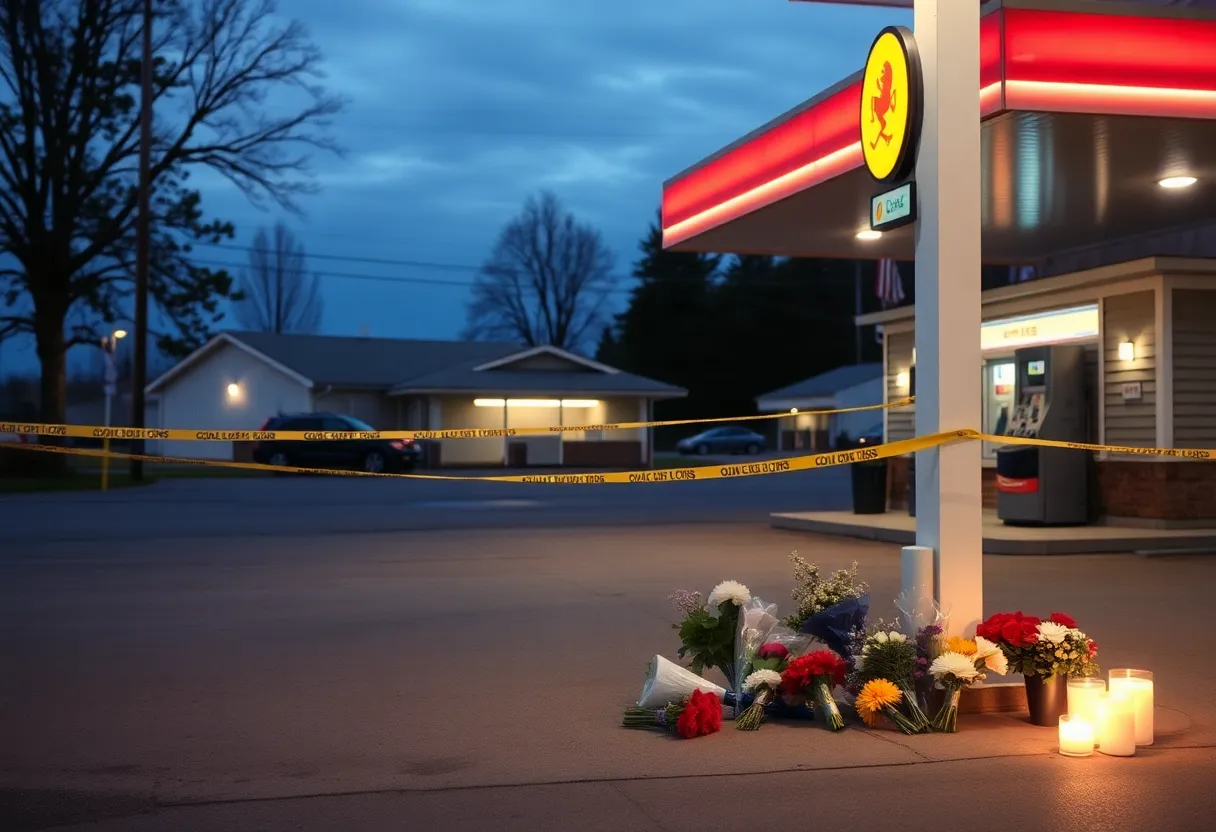 Police tape at a gas station in Rock Hill