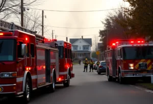 Emergency responders at the scene of a house fire in Rock Hill, SC