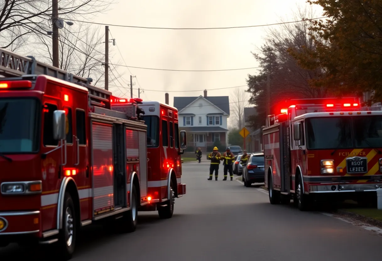 Emergency responders at the scene of a house fire in Rock Hill, SC
