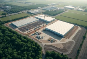 Aerial view of the site designated for industrial development in Rock Hill.