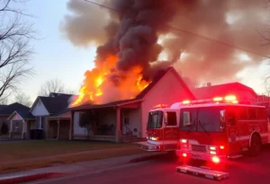 Fire scene at a residential home in Rock Hill, S.C.