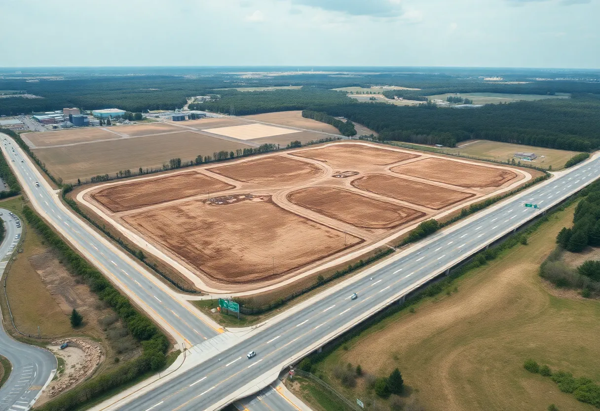 Aerial view of vacant land for potential development in Rock Hill