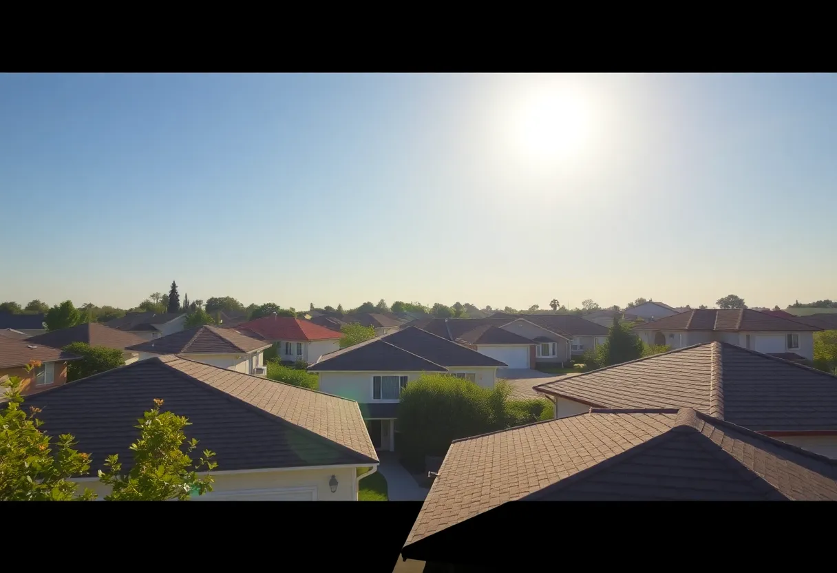 A well-maintained roof in a sunny suburban area during summer