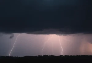 Ominous storm clouds and lightning over Georgetown, SC