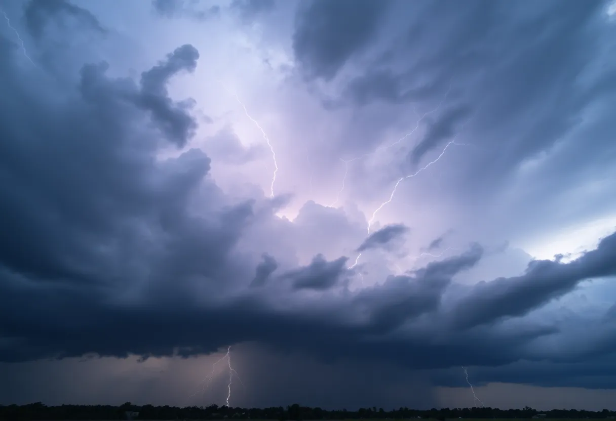 Severe thunderstorm clouds over Midlands, SC