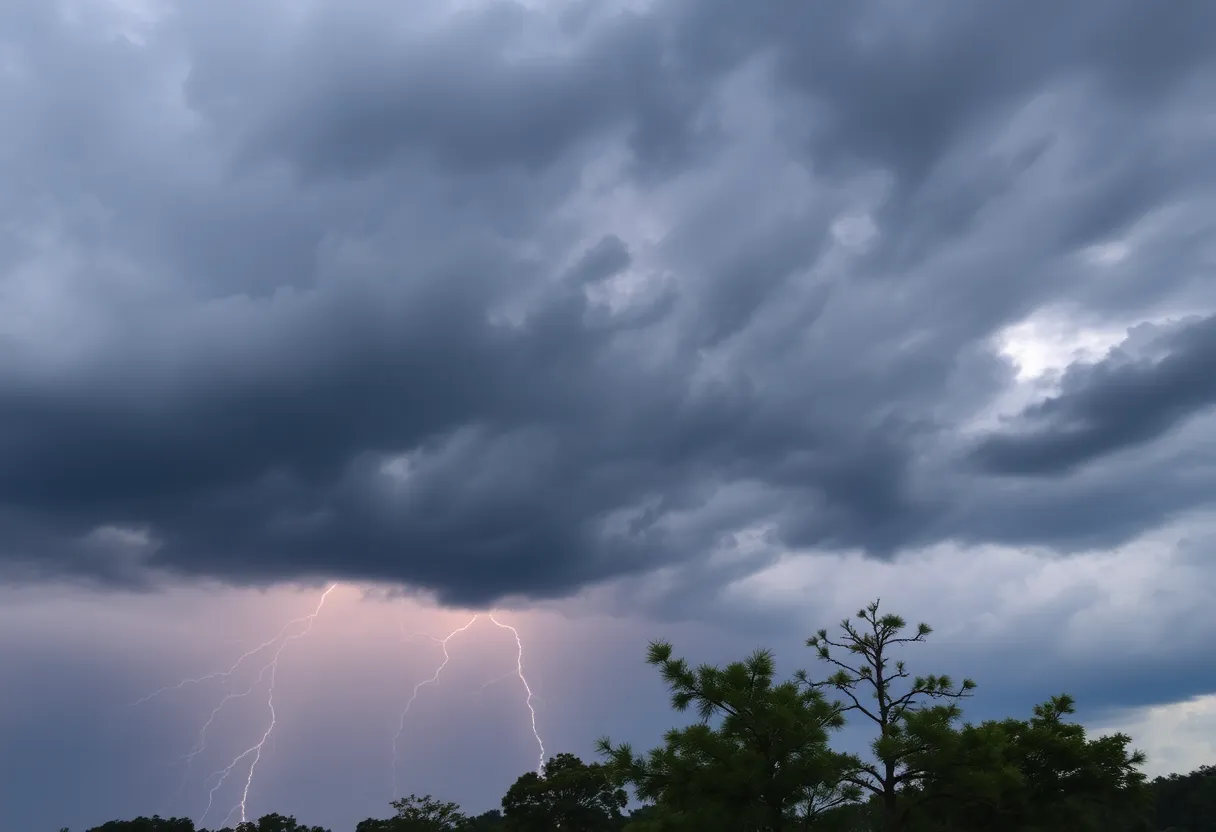 Dark thunderstorm clouds brewing over South Carolina