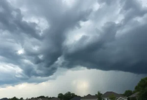 Dark storm clouds rolling over York County during a thunderstorm