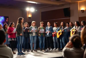 Teens performing at the Teen Open Mic Night at York County Library.