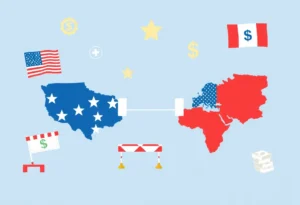 Illustration of trade negotiations and tariffs