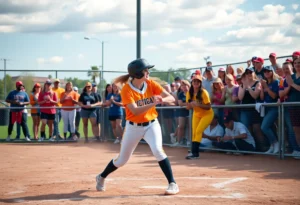 Softball players from Winthrop University in action during a game.