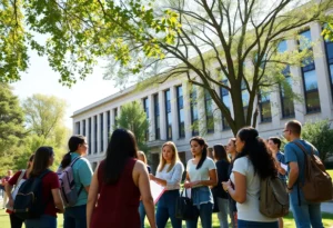 Students on campus engaging in discussions about activism and civil rights
