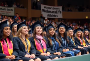 University of Alabama graduation ceremony focusing on women's sports