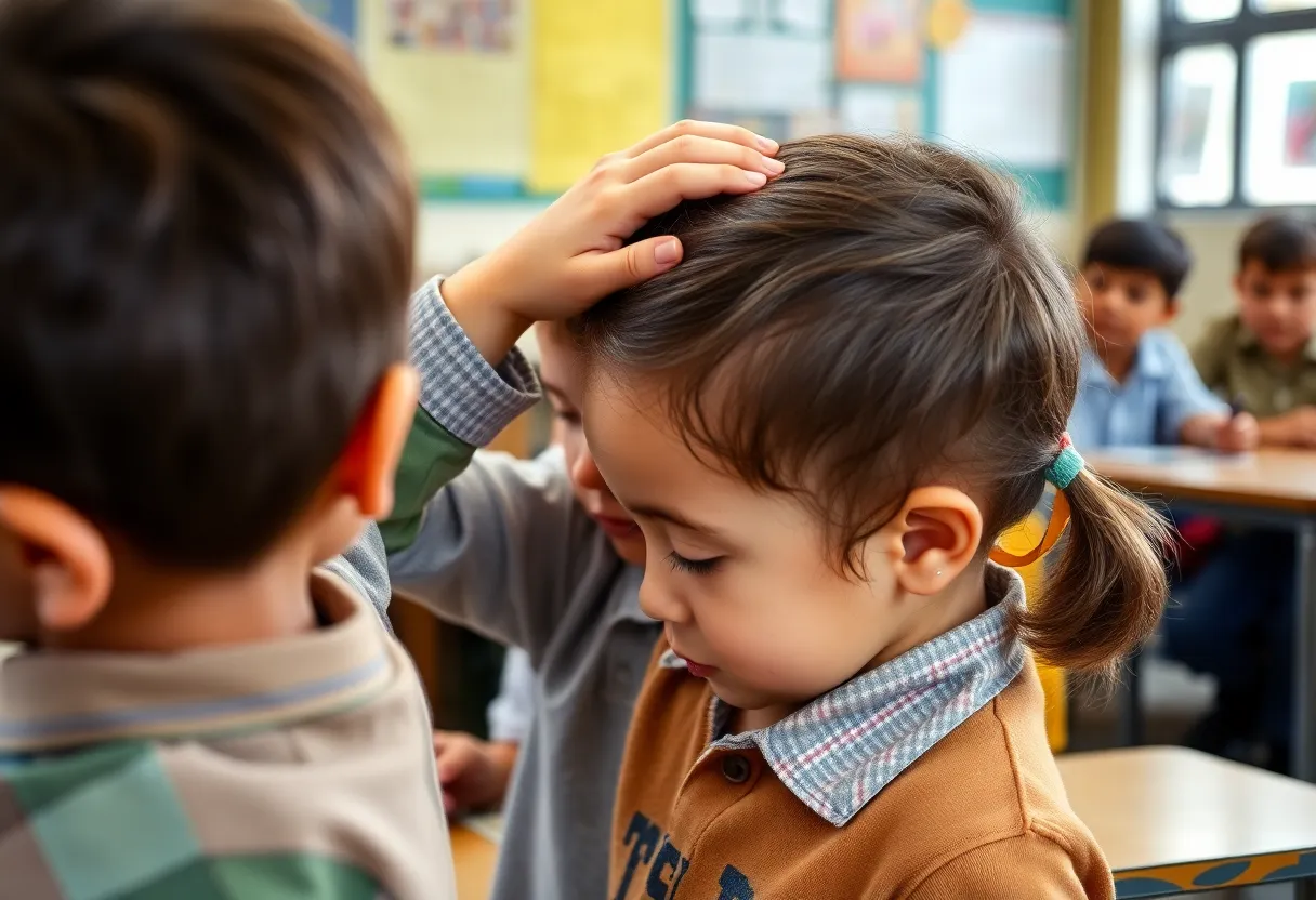Children interacting in a school setting
