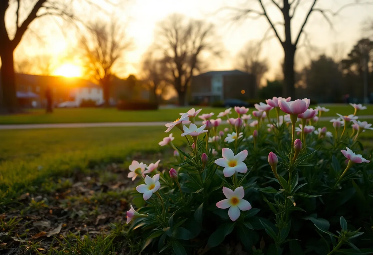 Community park in bloom symbolizing remembrance