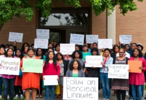 Community members rallying for school principal support