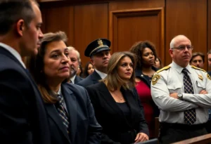 Courtroom scene depicting accountability in law enforcement