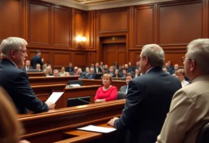 Courtroom setting during Menendez brothers resentencing hearing